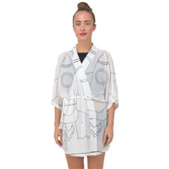 Starship Doodle - Space Elements Half Sleeve Chiffon Kimono by ConteMonfrey