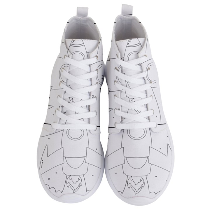 Starship Doodle - Space Elements Men s Lightweight High Top Sneakers