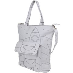 Starship Doodle - Space Elements Shoulder Tote Bag by ConteMonfrey