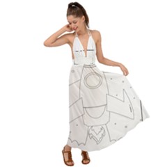 Starship Doodle - Space Elements Backless Maxi Beach Dress by ConteMonfrey