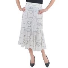 Starship Doodle - Space Elements Midi Mermaid Skirt by ConteMonfrey