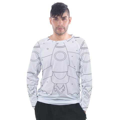 Starship Doodle - Space Elements Men s Long Sleeve Raglan Tee by ConteMonfrey