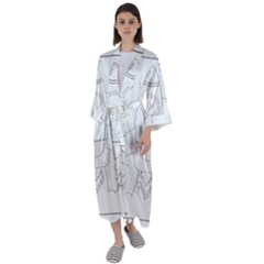 Starship Doodle - Space Elements Maxi Satin Kimono by ConteMonfrey