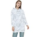 Starship Doodle - Space Elements Women s Long Oversized Pullover Hoodie View1