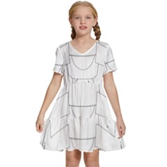 Starship Doodle - Space Elements Kids  Short Sleeve Tiered Mini Dress by ConteMonfrey