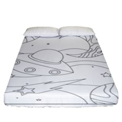 Starships Silhouettes - Space Elements Fitted Sheet (california King Size) by ConteMonfrey