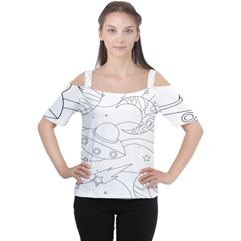 Starships Silhouettes - Space Elements Cutout Shoulder Tee by ConteMonfrey