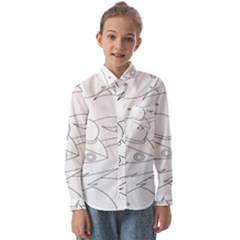 Starships Silhouettes - Space Elements Kids  Long Sleeve Shirt by ConteMonfrey