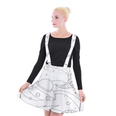 Starships Silhouettes - Space Elements Suspender Skater Skirt by ConteMonfrey