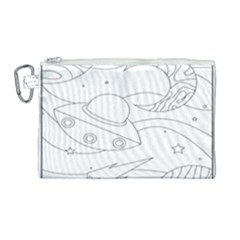 Starships Silhouettes - Space Elements Canvas Cosmetic Bag (large) by ConteMonfrey