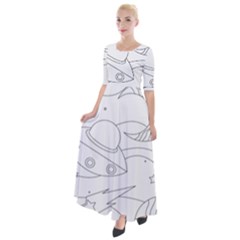 Starships Silhouettes - Space Elements Half Sleeves Maxi Dress by ConteMonfrey