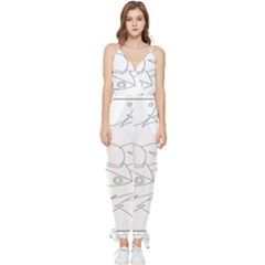 Starships Silhouettes - Space Elements Sleeveless Tie Ankle Chiffon Jumpsuit by ConteMonfrey