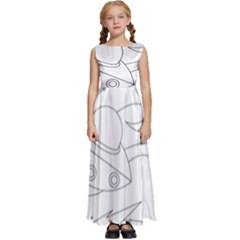 Starships Silhouettes - Space Elements Kids  Satin Sleeveless Maxi Dress by ConteMonfrey