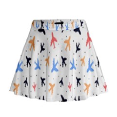 Sky birds - Airplanes Mini Flare Skirt