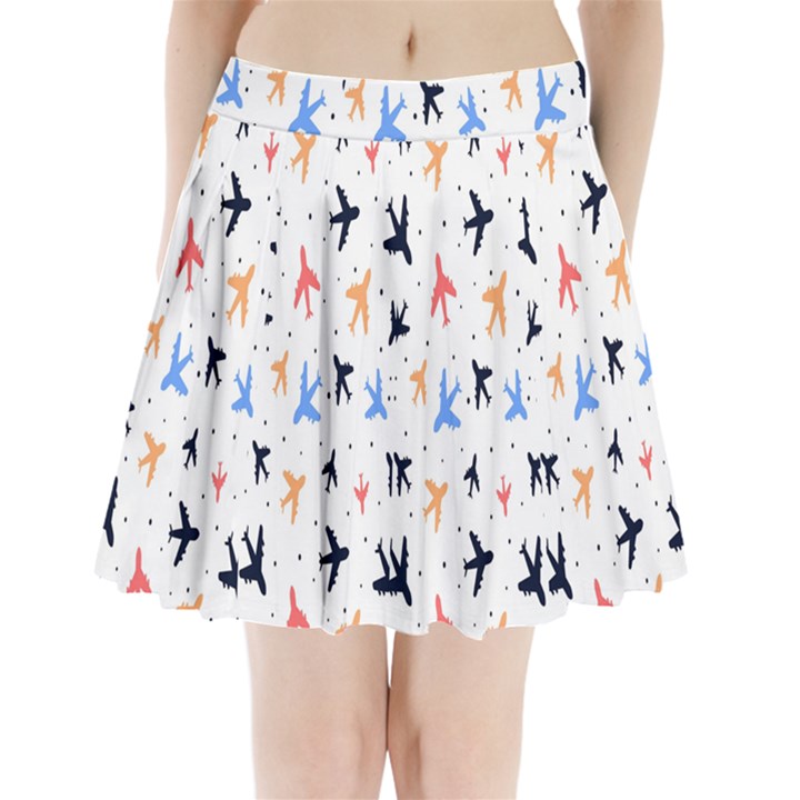 Sky birds - Airplanes Pleated Mini Skirt