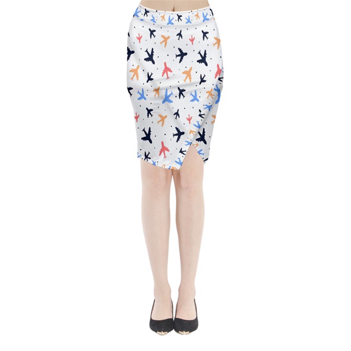 Sky birds - Airplanes Midi Wrap Pencil Skirt