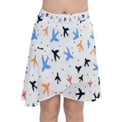 Sky birds - Airplanes Chiffon Wrap Front Skirt