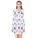 Sky birds - Airplanes Long Sleeve V-neck Flare Dress View1