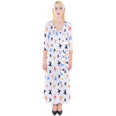 Sky birds - Airplanes Quarter Sleeve Wrap Maxi Dress