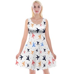 Sky birds - Airplanes Reversible Velvet Sleeveless Dress