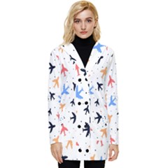 Sky Birds - Airplanes Button Up Hooded Coat  by ConteMonfrey