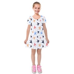 Sky birds - Airplanes Kids  Short Sleeve Velvet Dress