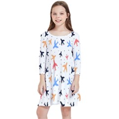 Sky birds - Airplanes Kids  Quarter Sleeve Skater Dress