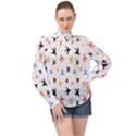 Sky birds - Airplanes High Neck Long Sleeve Chiffon Top View1