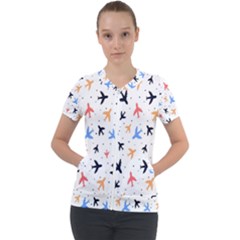 Sky Birds - Airplanes Short Sleeve Zip Up Jacket by ConteMonfrey