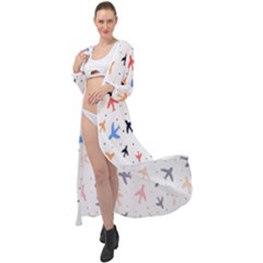 Sky birds - Airplanes Maxi Chiffon Beach Wrap