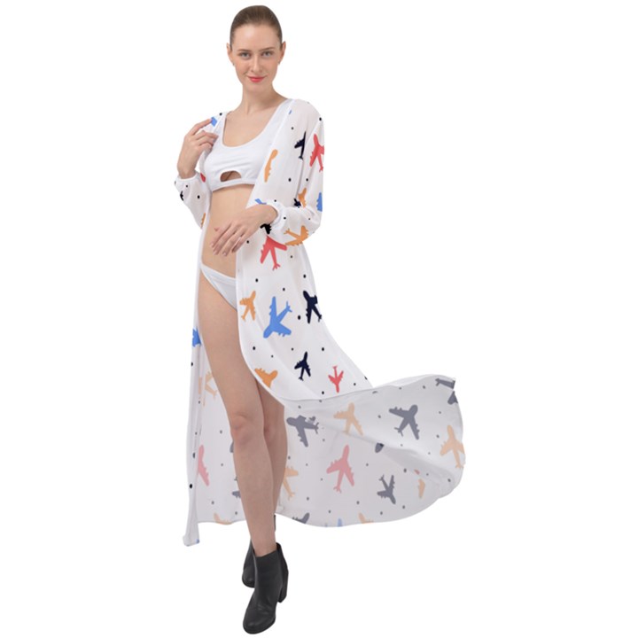 Sky birds - Airplanes Maxi Chiffon Beach Wrap