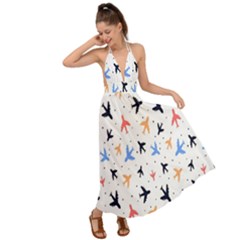 Sky birds - Airplanes Backless Maxi Beach Dress