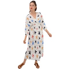 Sky birds - Airplanes Grecian Style  Maxi Dress