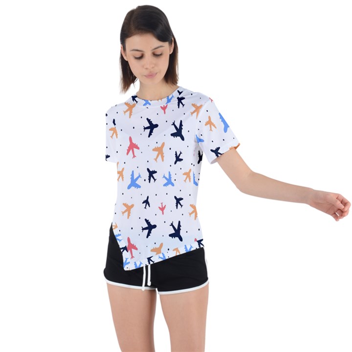 Sky birds - Airplanes Asymmetrical Short Sleeve Sports Tee