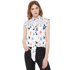 Sky birds - Airplanes Frill Detail Shirt