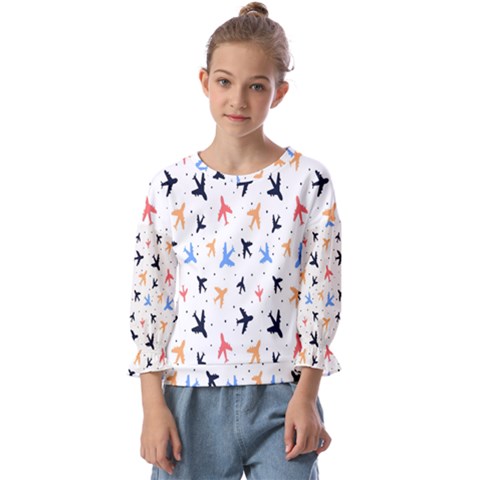 Sky Birds - Airplanes Kids  Cuff Sleeve Top by ConteMonfrey