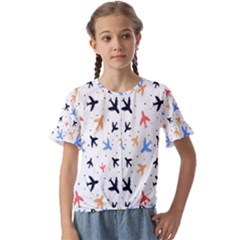 Sky Birds - Airplanes Kids  Cuff Sleeve Scrunch Bottom Tee