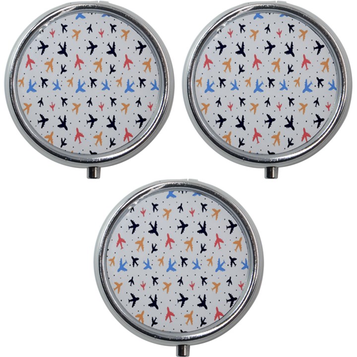 Sky birds - Airplanes Mini Round Pill Box (Pack of 3)