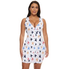 Sky birds - Airplanes Draped Bodycon Dress