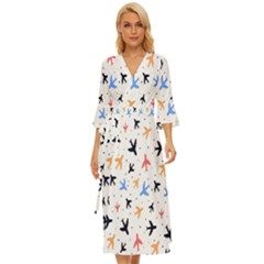 Sky birds - Airplanes Midsummer Wrap Dress