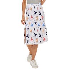 Sky Birds - Airplanes Midi Panel Skirt