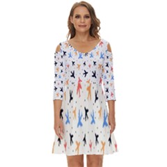 Sky birds - Airplanes Shoulder Cut Out Zip Up Dress