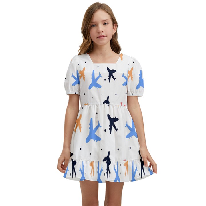 Sky birds - Airplanes Kids  Short Sleeve Dolly Dress