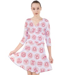 All Zodiac Signs Quarter Sleeve Front Wrap Dress by ConteMonfrey