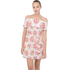 All Zodiac Signs Off Shoulder Chiffon Dress by ConteMonfrey