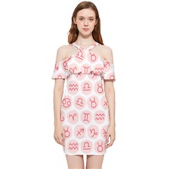 All Zodiac Signs Shoulder Frill Bodycon Summer Dress by ConteMonfrey