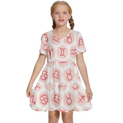 All Zodiac Signs Kids  Short Sleeve Tiered Mini Dress by ConteMonfrey