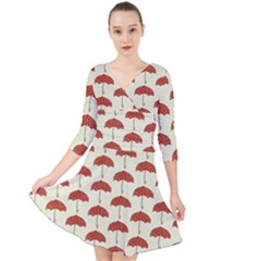 Under My Umbrella Quarter Sleeve Front Wrap Dress by ConteMonfrey