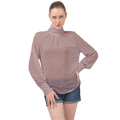 Terracotta Knit High Neck Long Sleeve Chiffon Top by ConteMonfrey