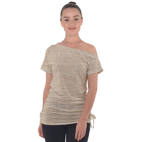 Linen Off Shoulder Tie-up Tee by ConteMonfrey